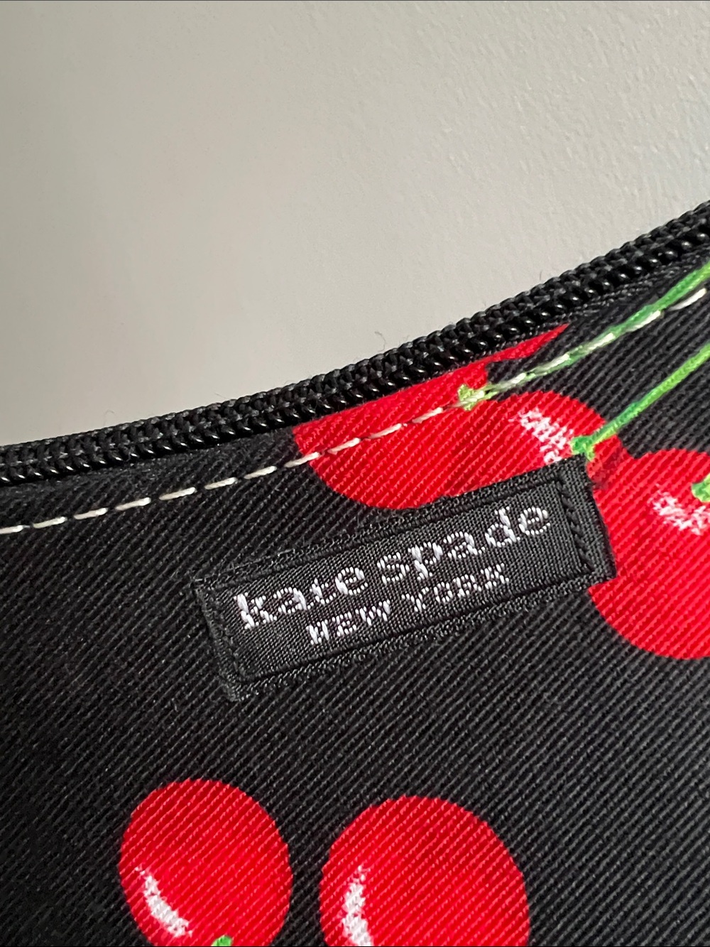 Vintage Kate Spade Cherry Print Mini Shoulder Hand Bag Black Red - Picture 12 of 15